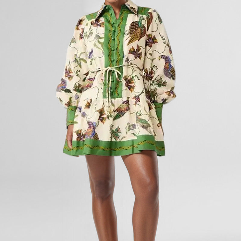 Robe blouse femme avec design floral et ceinture à la taille Chic & Stil