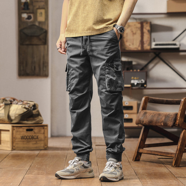 Robust cargo pants for men with elastic waist and practical pockets Lune London