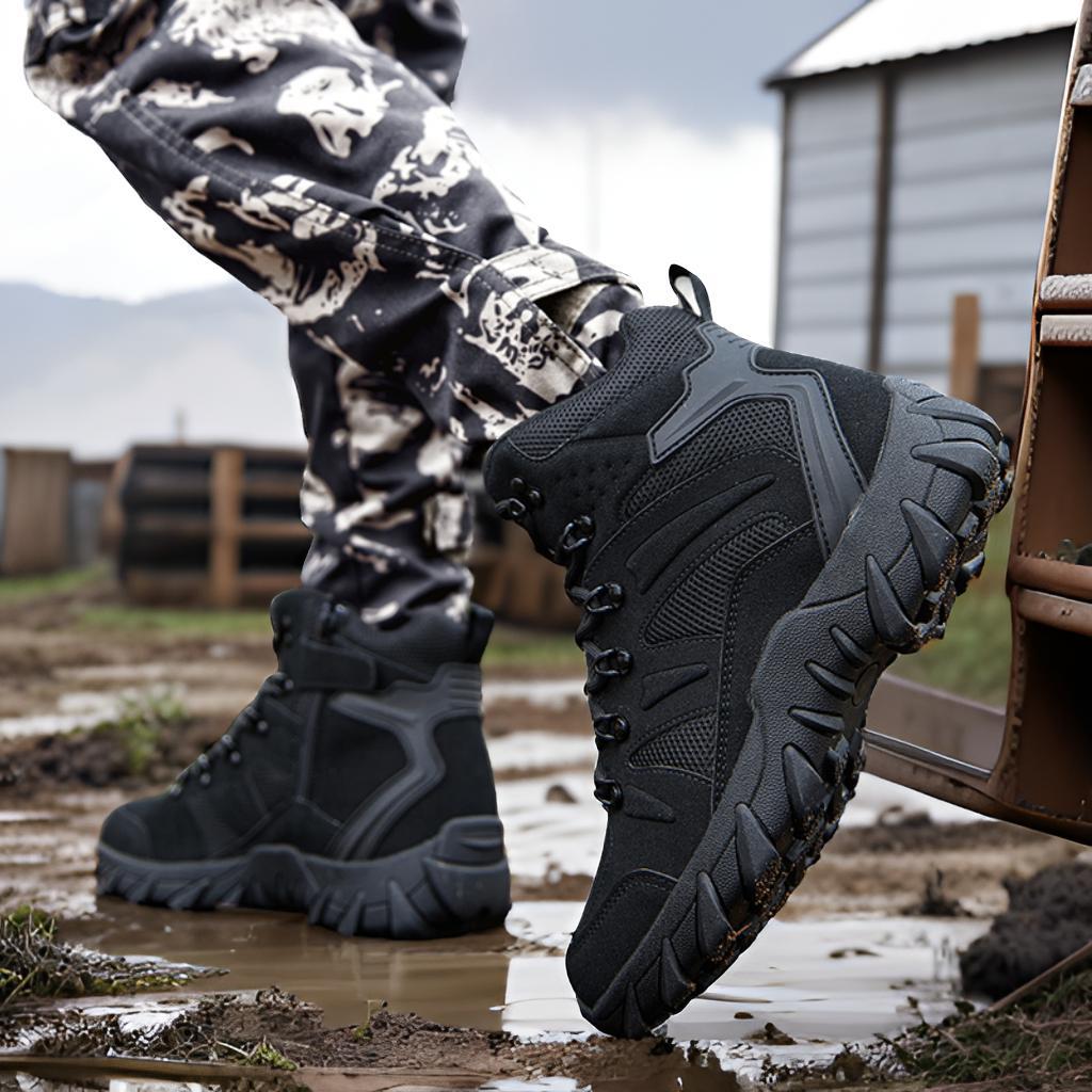 Men's Ankle-Height All-Terrain Tactical Hiking Boot with Reinforced Toe Cap and Multidirectional Grip Amarae