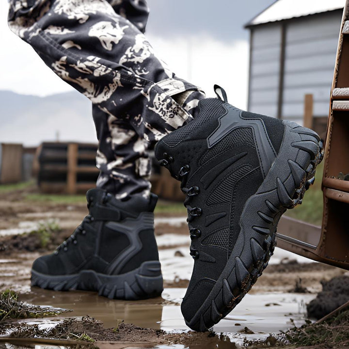 Men's Ankle-Height All-Terrain Tactical Hiking Boot with Reinforced Toe Cap and Multidirectional Grip Amarae