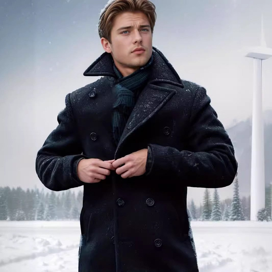 Double-breasted coat for men with high collar Amarae