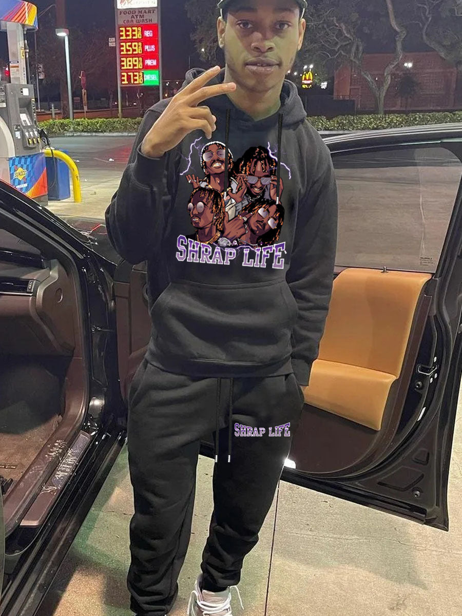 Men's hoodie and jogger set with creative graphic print Amarae