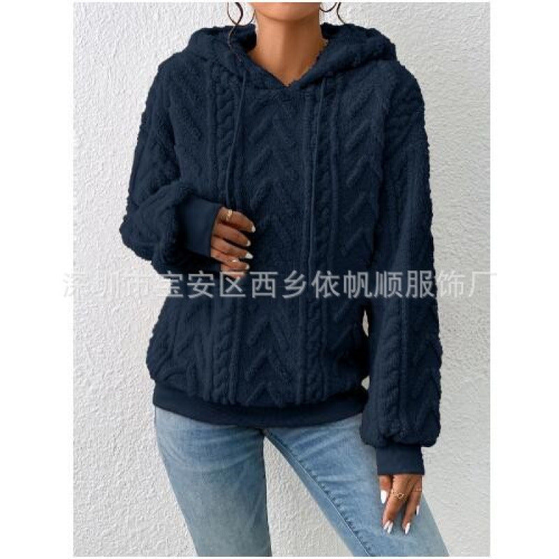 Women's fluffy hoodie with cable-knit pattern and oversized cut Amarae