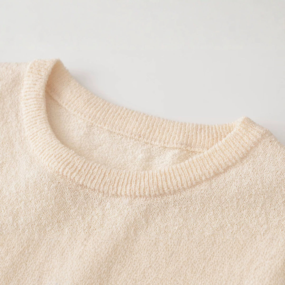 Women's fine knit sweater with lace trim and scalloped edge Amarae