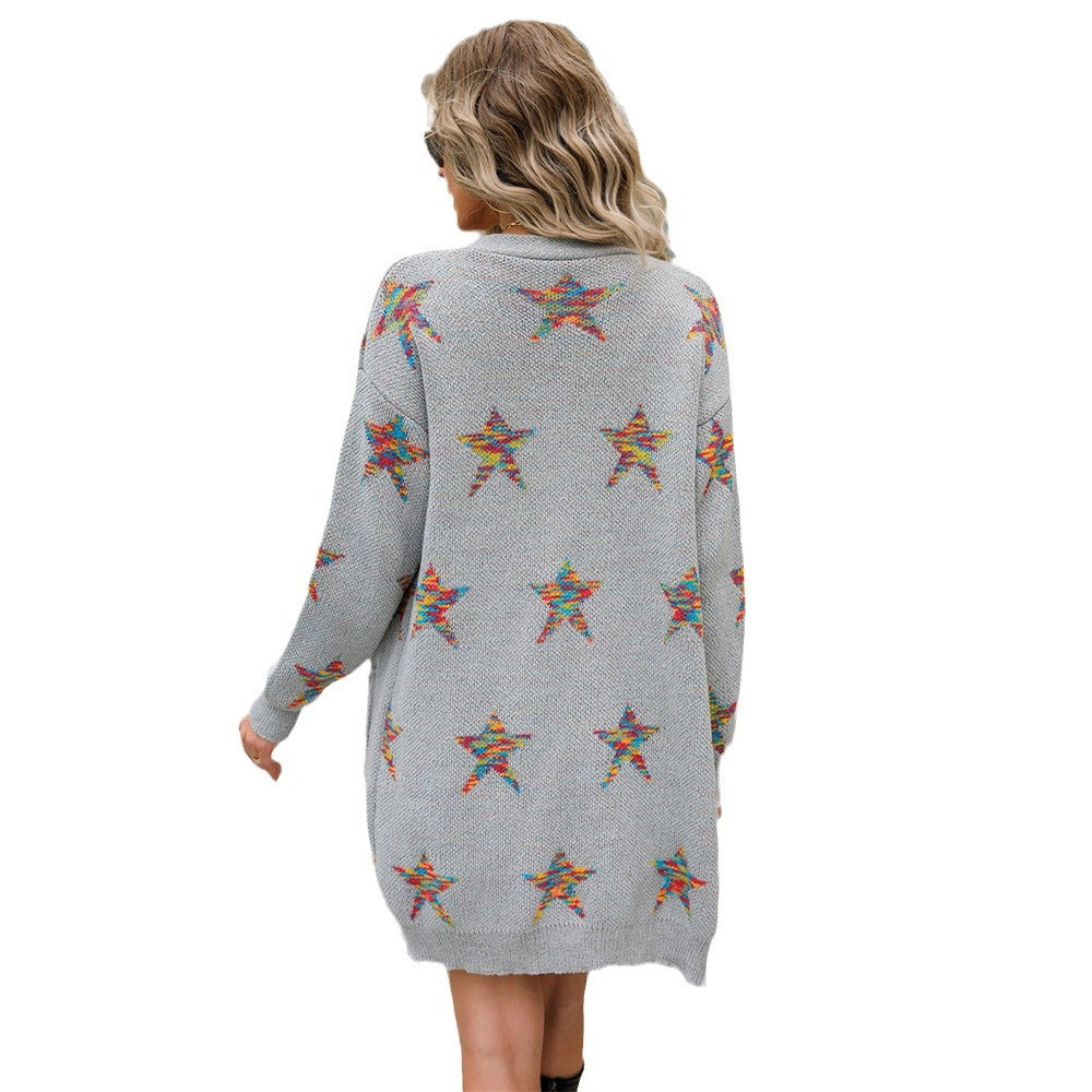 Cardigan féminin à la mode avec des appliqués d'étoiles colorées Chic & Stil
