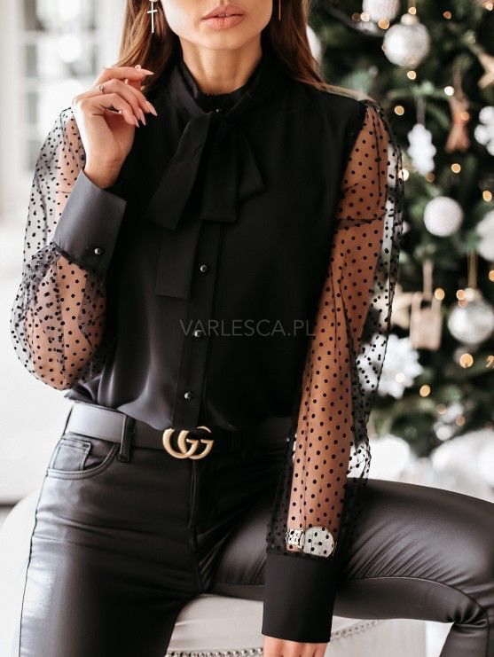 Elegant blouse for women with transparent sleeves Lune London
