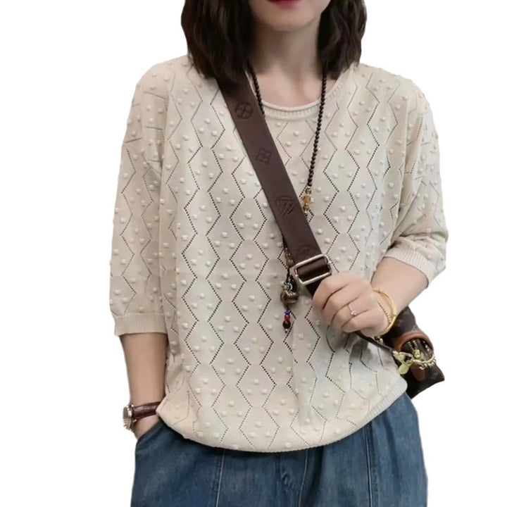 Fine knit sweater for women with a decorative structure design and a casual fit Lune London
