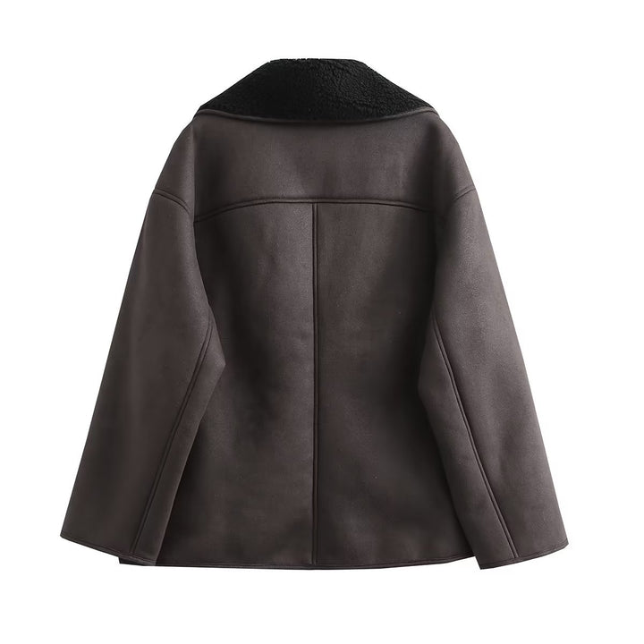 Chic and Stylish women's transitional jacket with soft fleece lining and elegant lapel