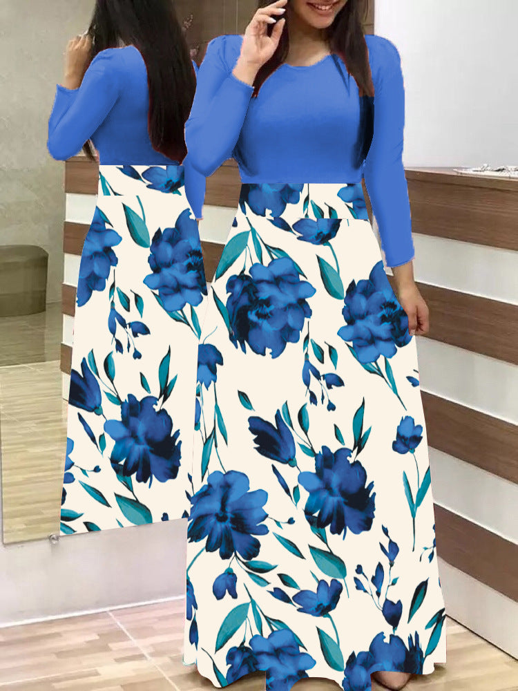 Women's Elegant Maxi Dress with Graphic Print and Flexible Waist Lune London