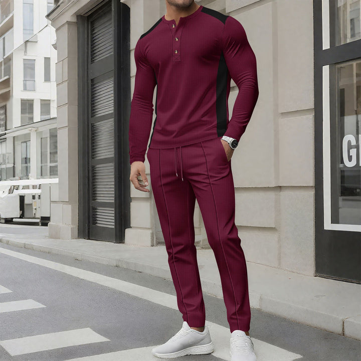 Men's leisure suit with an elegant Henley top and comfortable jogger pants Lune London