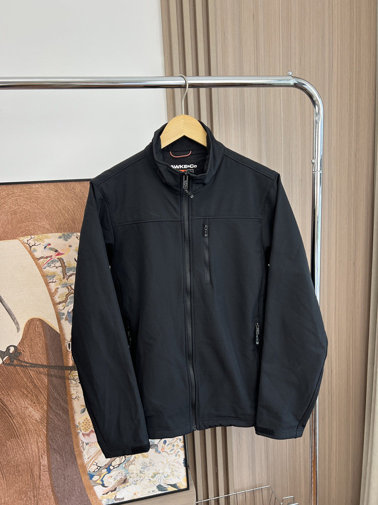 Men's softshell jacket with stand-up collar, water-repellent function and zippered pockets Amarae