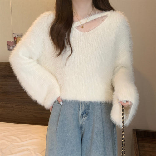 Pull court moelleux pour femmes avec motif tricot doux Chic & Stil