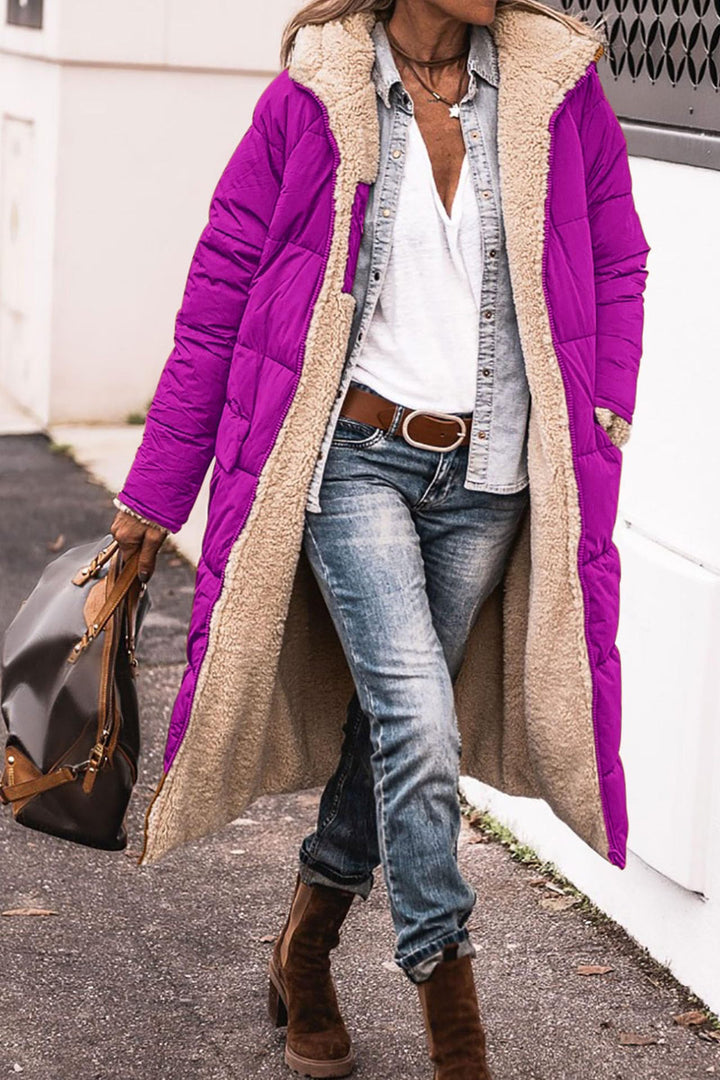 Women Long Padded Down Jacket with Soft Lining and Soft Collar Amarae