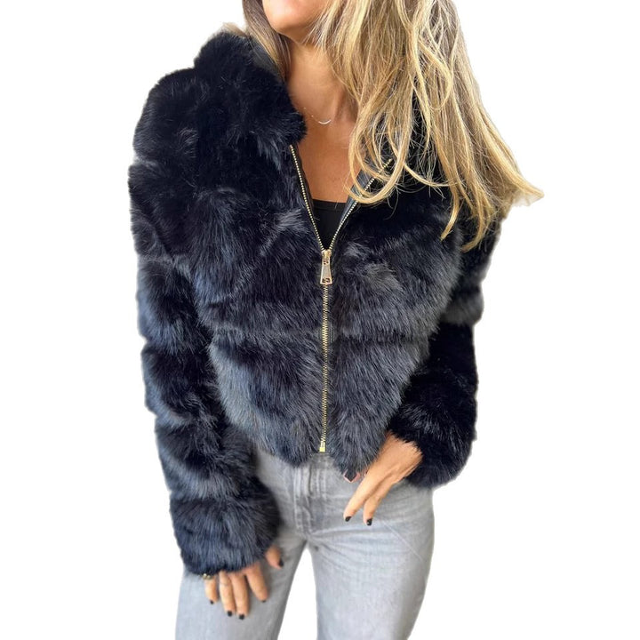 Short faux fur jacket for women with high-quality zipper Lune London