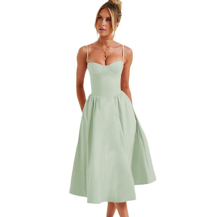 Women's midi dress with fitted bodice and flowing skirt Lune London