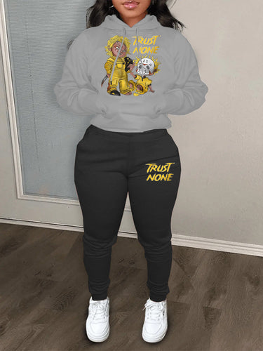 Women's hoodie and jogging pants set with creative print design Amarae