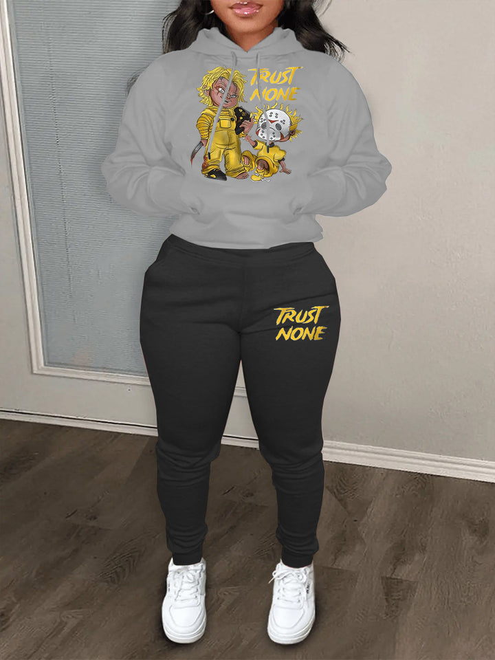 Women's sporty hoodie and jogging set with creative graphic designs Lune London