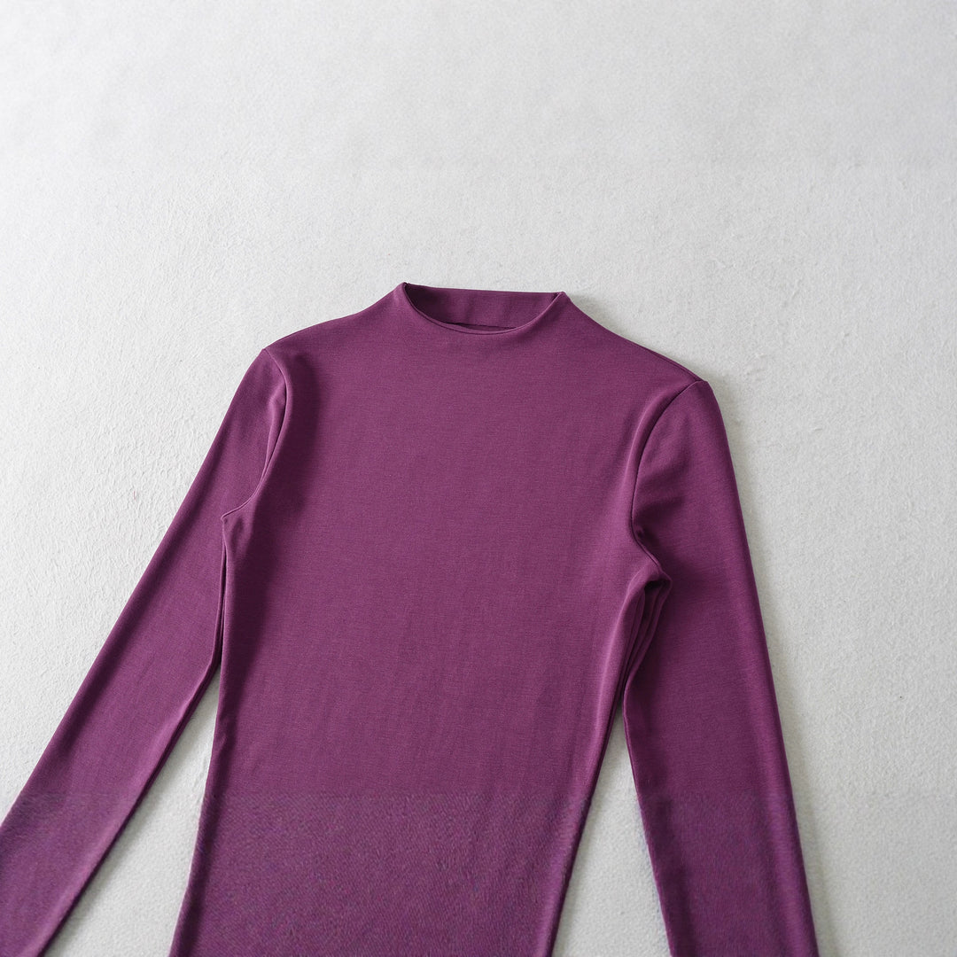 Long Sleeve Women's Shirt with Mock Neck and Ruching Details Lune London