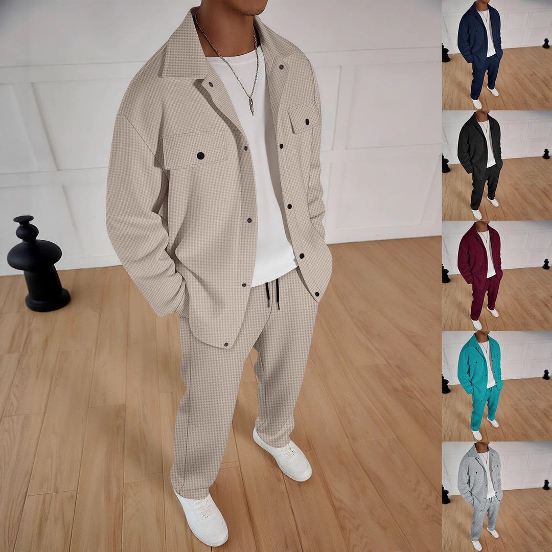 Casual set for men consisting of a striped coat and comfortable jogging pants Lune London