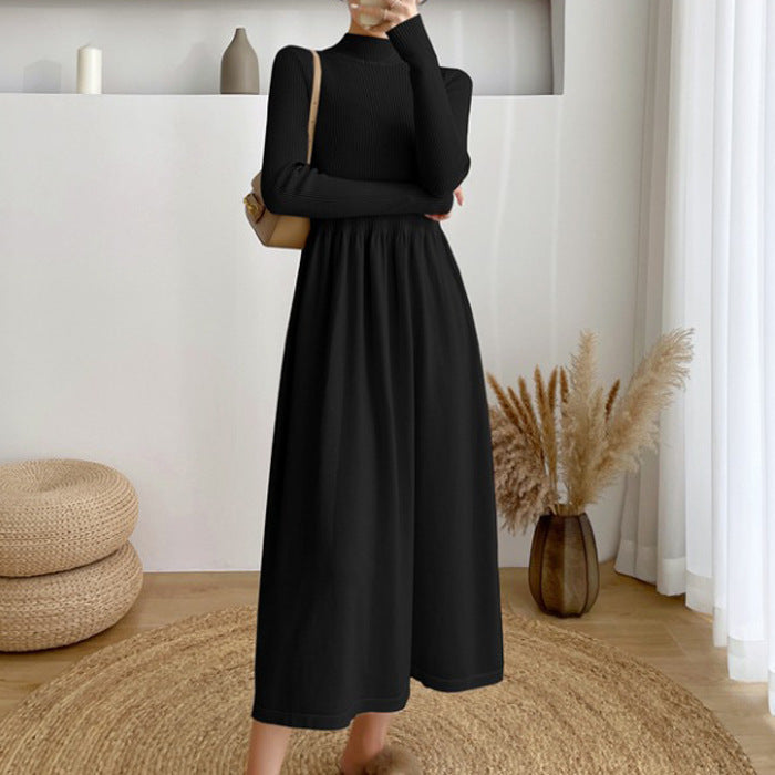 Ladies Elegant maxi dress with high collar and elastic waist Lune London