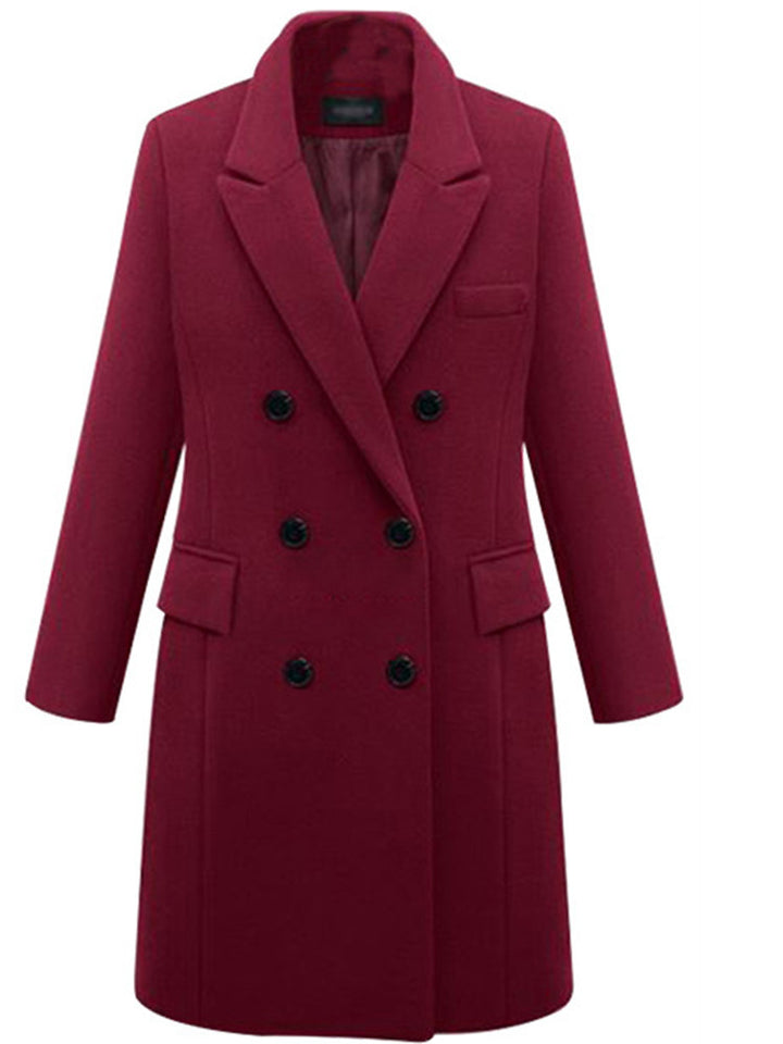 Elegant wool coat for women with double-breasted buttons and pockets Amarae