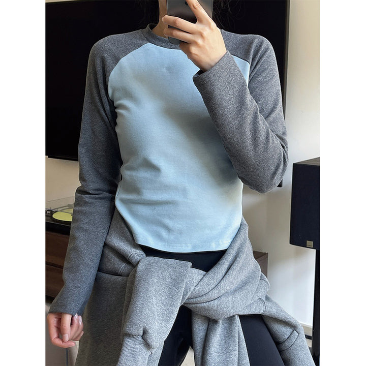 Women's Contrast Raglan Long Sleeve Shirt made of Cotton Jersey, Tailored Fit Amarae