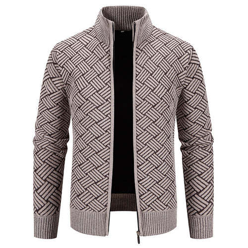 Men's knit jacket with modern plaid pattern Amarae