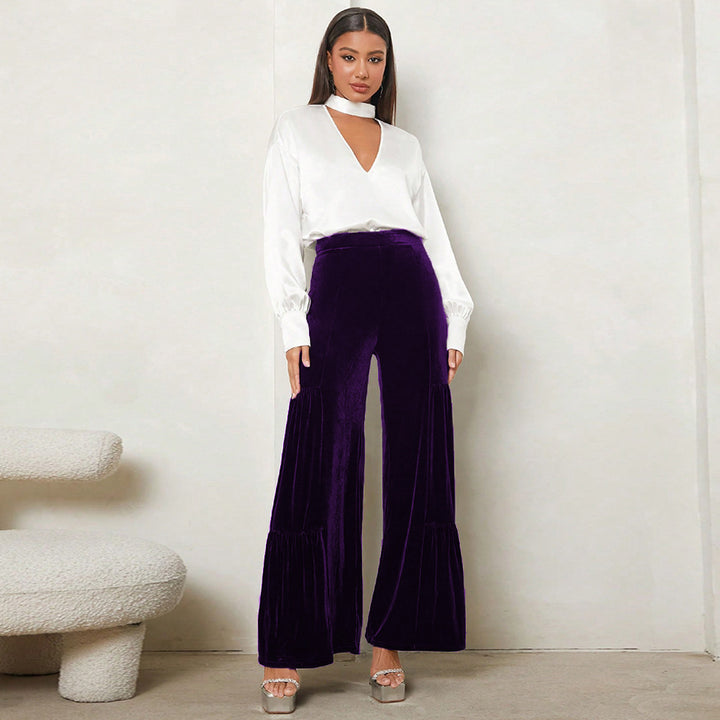 Loose plush pants for women with pleats and high waist Lune London