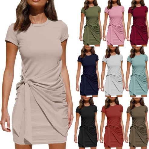 Chic and Stylish Draped Leisure T-Shirt Dress for Women