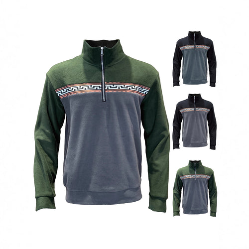 Men's fleece pullover with stylish high neck and contrasting pattern Amarae
