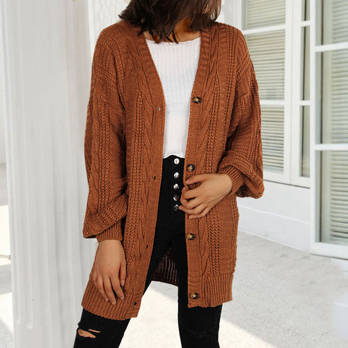 Gilet en tricot épais pour femmes avec patte de boutonnage élégante et manches larges Chic & Stil