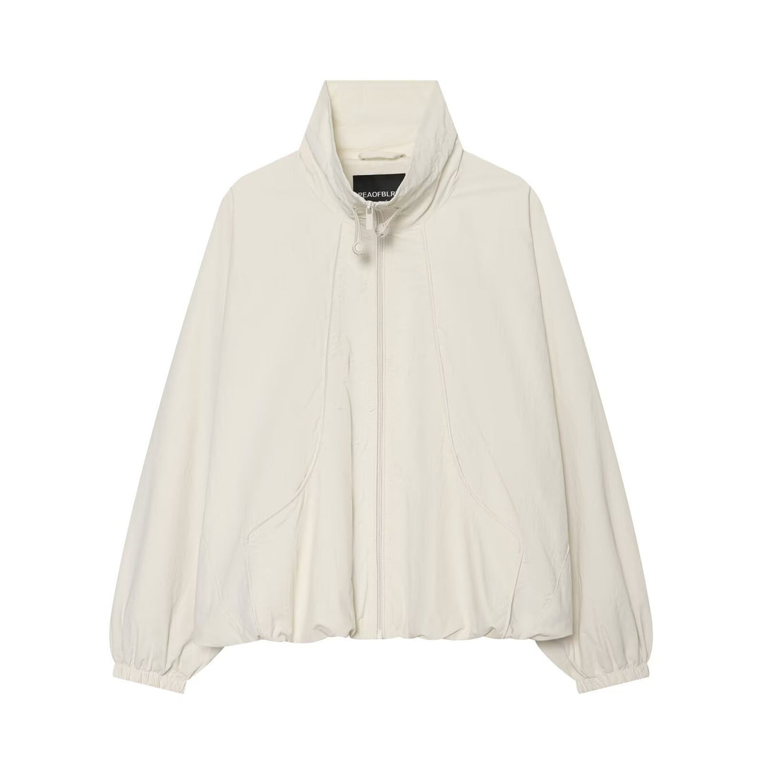 Women's Oversize Bomber Jacket in Cropped Style with High Funnel Neck Amarae