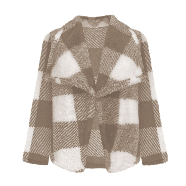 Lune London Women's Fleece Jacket with Plaid Pattern