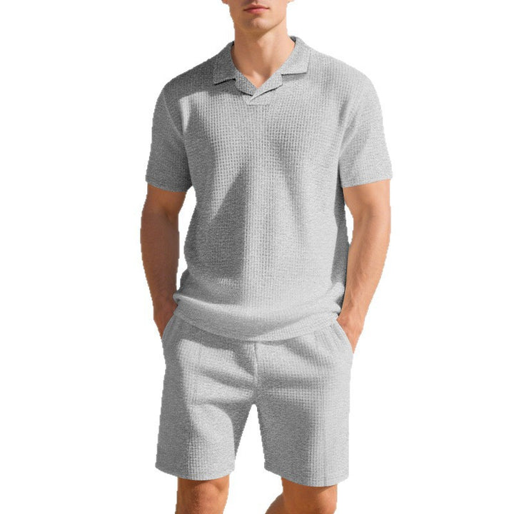 Men's high-quality short sleeve set with textured design and elastic waist Lune London