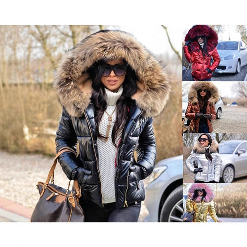 Lady quilted jacket with luxurious fur collar and practical pockets Amarae