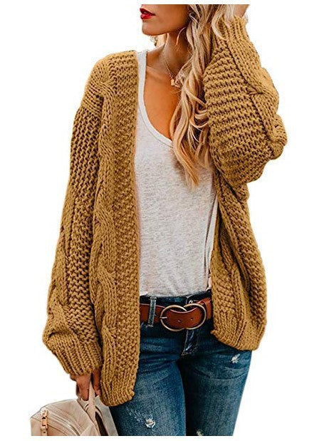 Cardigan en tricot épais pour femmes avec un élégant motif en torsades et une coupe décontractée Chic & Stil