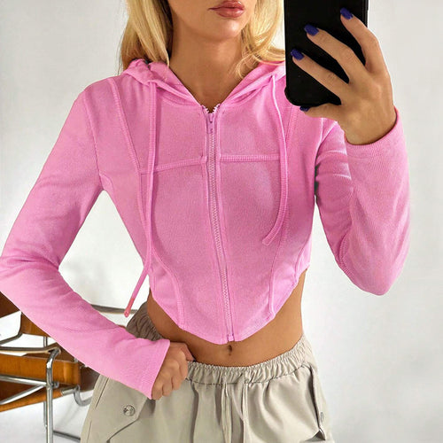 Sweat à capuche zippé court pour femme avec manches longues et coupe près du corps Chic & Stil
