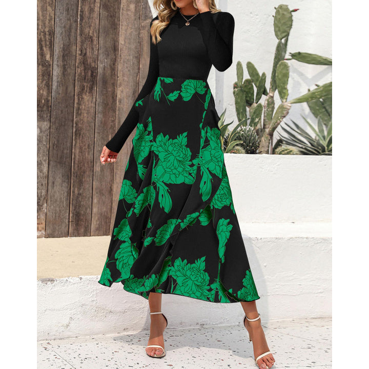 Maxi skirt for ladies with floral ornaments and a flexible waist Lune London