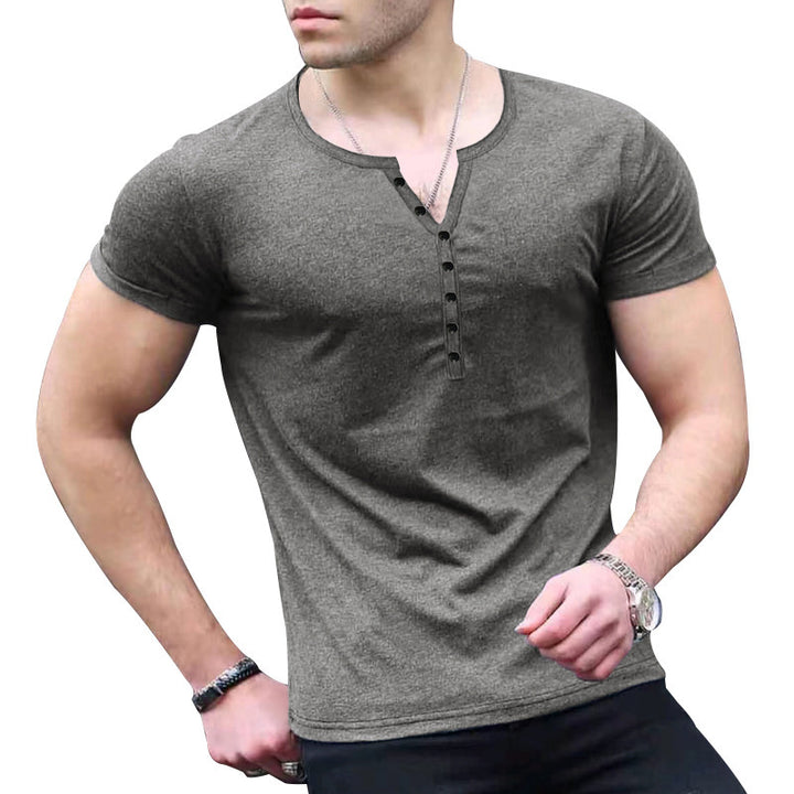 Men's Short Sleeve Henley Shirt with Button Placket and Fitted Cut Lune London