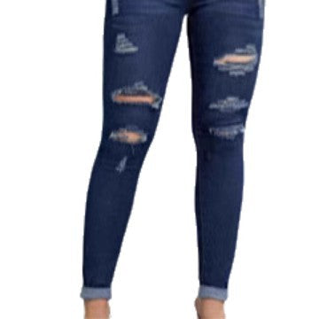 Women's High-Waist Skinny Jeans with Graduated Destroyed Look and Sculpting Fit Amarae