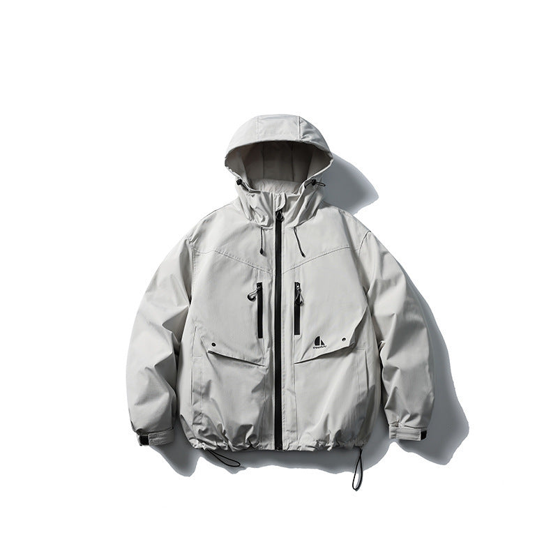 Unisex Waterproof technical hooded jacket with multiple pockets and adjustable hem Amarae