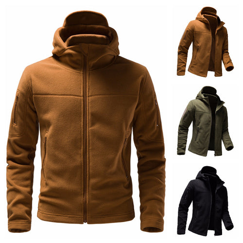 Men's fleece jacket with hood and functional pockets Amarae