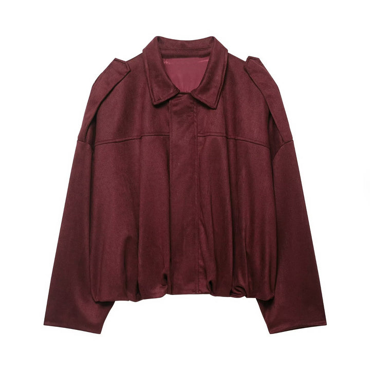 Women’s Oversized Cropped Jacket with Balloon Hem and Shoulder Cutouts Amarae