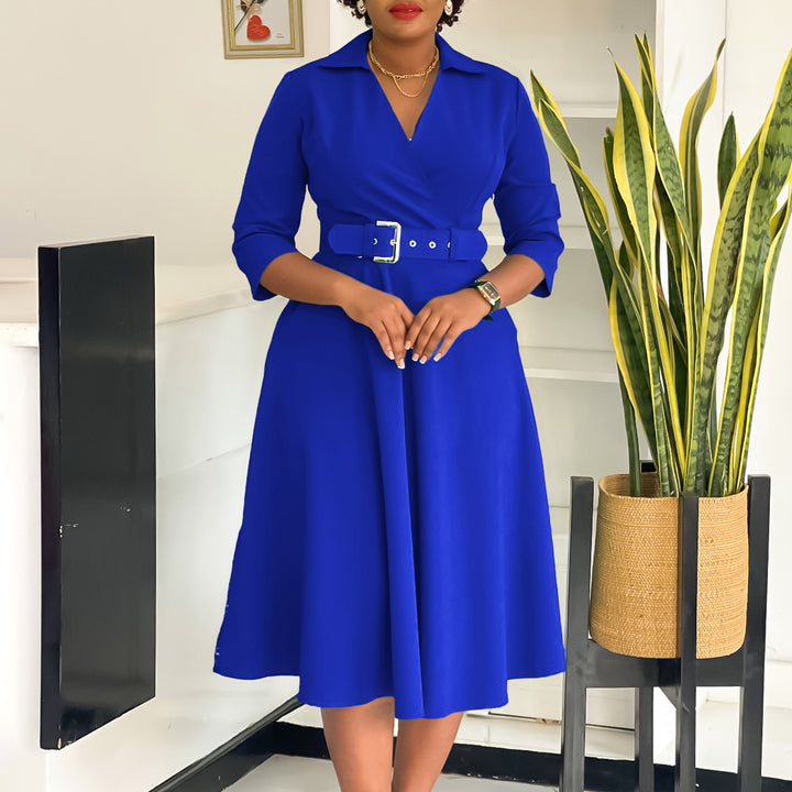 Wrap dress for women with a fitted belt and flared skirt Lune London