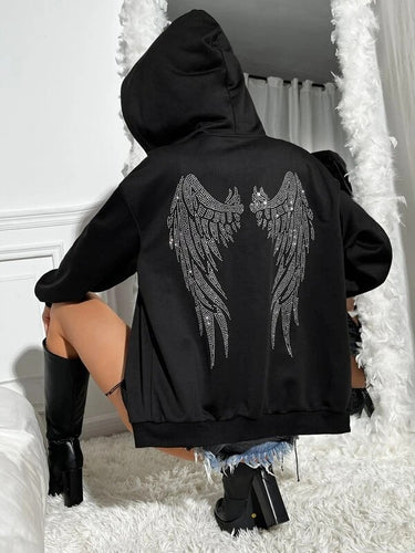 Ladies Hoodie with Sparkling Wing Design Chic & Stil