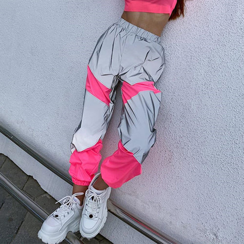 Women's cargo pants with reflective inserts and elastic waistband Amarae