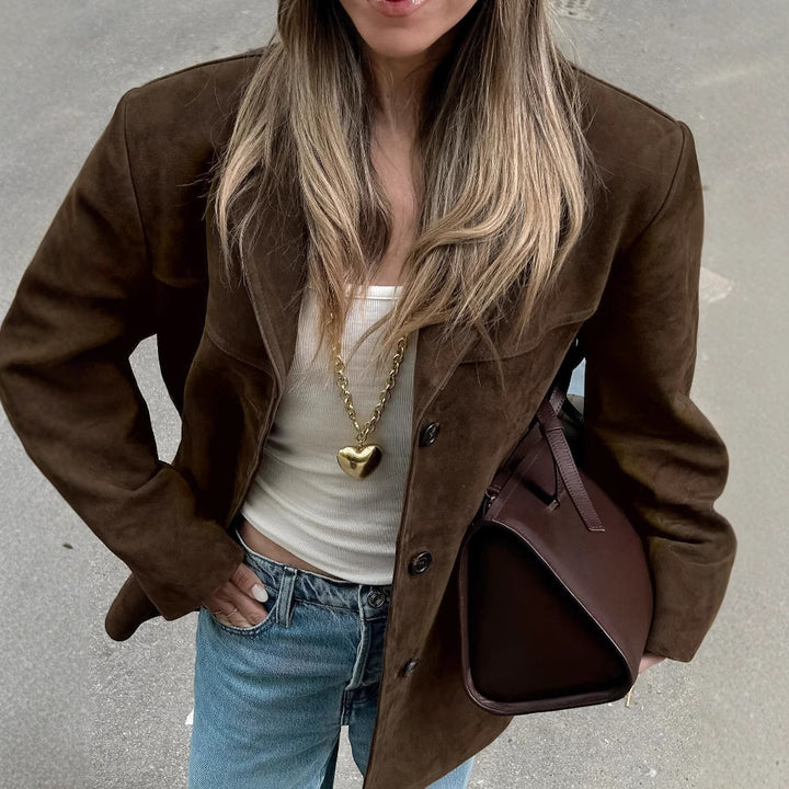 Ladies Oversized Modern Chic Suede Jacket and Style