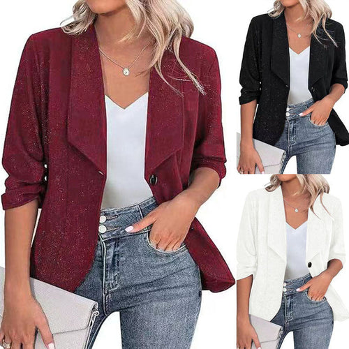 Women's Glitter Blazer Jacket with Feminine Silhouette and Elegant Lapels Amarae