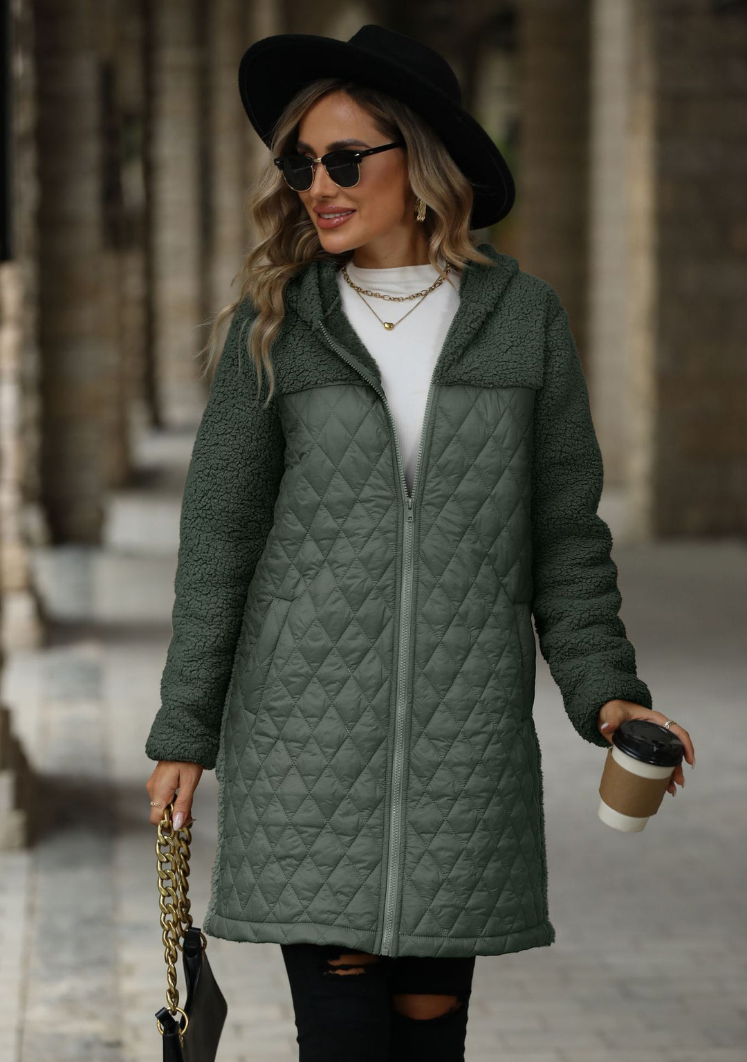 Transitional jacket for women with cozy fleece and hood Lune London