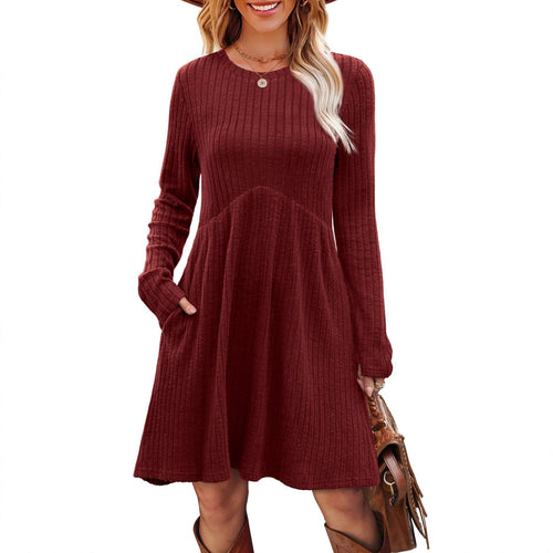 Casual maxi dress for women with ribbed design and pockets Amarae
